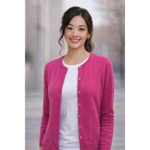 Classiques Entier 100% Cashmere Button-Up Cardigan Sweater Women Small Pink
